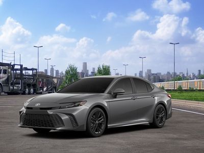 2026 Toyota Camry SE AWD in Heavy Metal — front three-quarter view