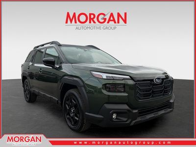 2026 Subaru Outback Limited in Deep Emerald Green Pearl — front three-quarter view