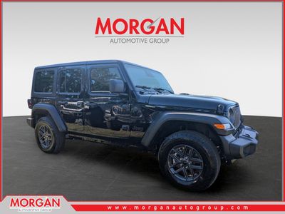 2026 Jeep Wrangler Sport S in Black — front three-quarter view