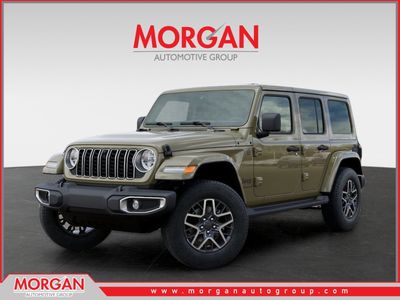 2026 Jeep Wrangler Sahara in Green — front three-quarter view