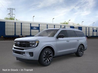 2026 Ford Expedition Platinum in Glacier Gray Metallic Tri-Coat — front three-quarter view