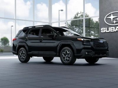 2026 Subaru OUTBACK Premium in Crystal Black Silica — front three-quarter view