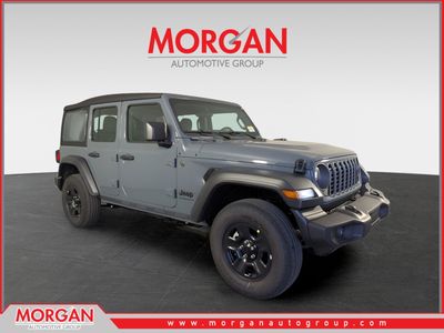 2026 Jeep Wrangler Sport in Gray — front three-quarter view