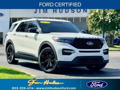 2021 Ford Explorer ST CERTIFIED PANO ROOF TECH PACKAGE in White Metallic — front three-quarter view