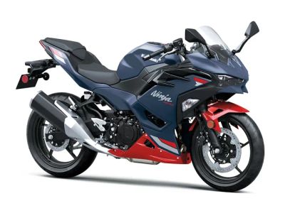 2026 Kawasaki Ninja® 500 ABS Metallic Matte Twilight Blue — front three-quarter view