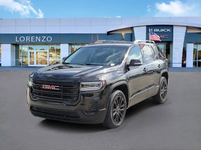 2023 GMC Acadia SLE in Ebony Twilight Metallic — front three-quarter view