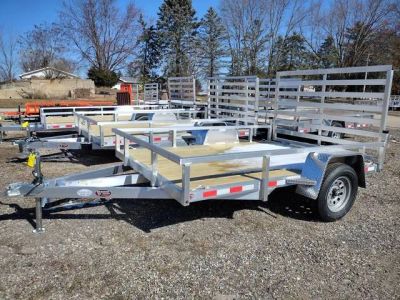2027 Mid Michigan Trailers 7x10 SA, Utility, 15" Wheels, LED Lights — front three-quarter view