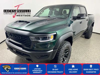 2026 RAM 1500 RHO in Serrano-Green Metallic Exterior Paint — front three-quarter view