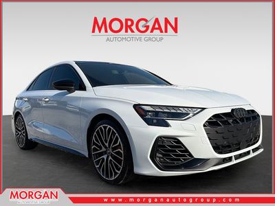 2025 Audi S3 Premium Plus in Glacier White — front three-quarter view