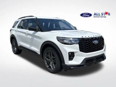 2026 Ford Explorer ST in Star White Metallic Tri-Coat — front three-quarter view