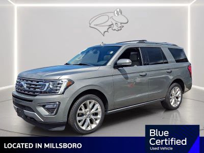 2019 Ford Expedition Limited in Silver Spruce — front three-quarter view