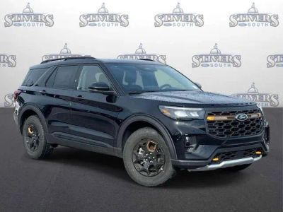 2026 Ford Explorer Tremor in Black — front three-quarter view