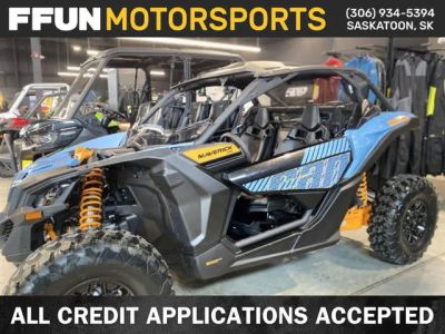2025 Can-Am® Maverick X3 DS Turbo RR Scandi Blue &amp; Orange Crush — front three-quarter view