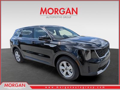 2026 Kia Sorento LX in Ebony Black — front three-quarter view