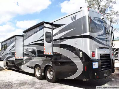 2012 Winnebago 42E — rear three-quarter view