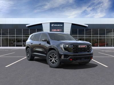 2025 GMC Acadia AT4 in Ebony Twilight Metallic — front three-quarter view