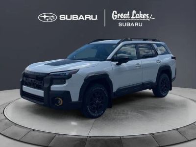 2026 Subaru OUTBACK Wilderness in Crystal White Pearl — front three-quarter view