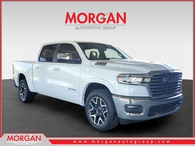 2026 Ram 1500 Laramie in Bright White Clearcoat — front three-quarter view