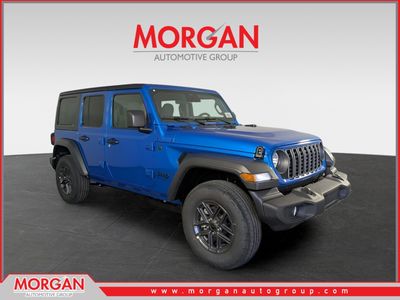 2026 Jeep Wrangler Sport S in Blue — front three-quarter view