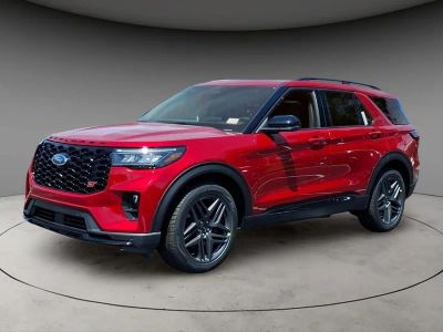 2026 Ford Explorer ST in Red Metallic — front three-quarter view