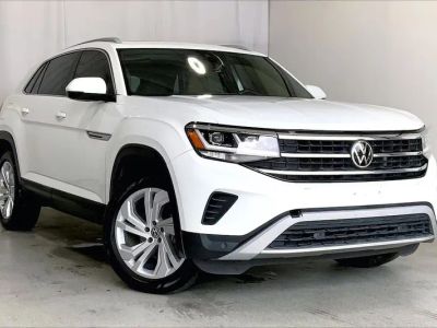 2020 Volkswagen Atlas Cross Sport in Pure White — front three-quarter view