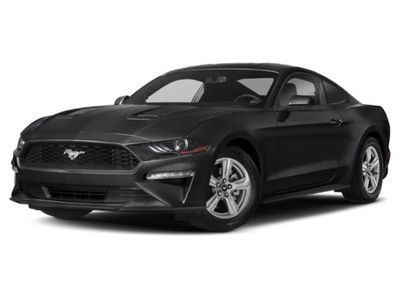 2018 Ford Mustang EcoBoost in Shadow Black — front three-quarter view