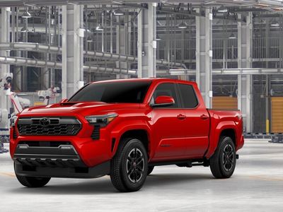 2026 Toyota Tacoma TRD Sport in Supersonic Red — front three-quarter view
