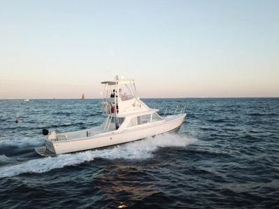 1973 Bertram 31 Flybridge Cruiser — front three-quarter view