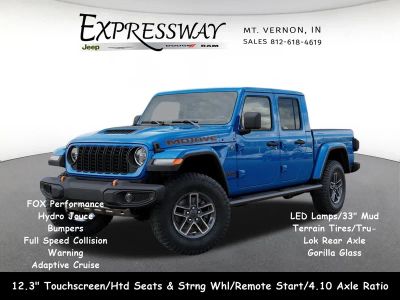 2026 Jeep Gladiator Mojave in Hydro Blue Pearl-Coat Exterior Paint — front three-quarter view