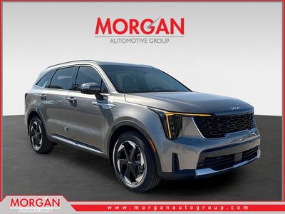 2026 Kia Sorento Hybrid EX in Volcanic Sand — front three-quarter view