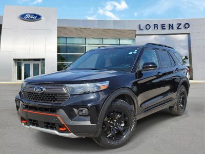 2023 Ford Explorer Timberline 4WD in Agate Black Metallic — front three-quarter view