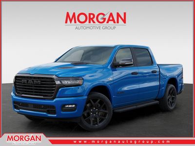 2026 Ram 1500 Laramie in Blue — front three-quarter view