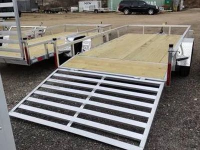 2027 Mid Michigan Trailers 7x14 SA, Aluminum Utility, with 2' Dovetail — front three-quarter view