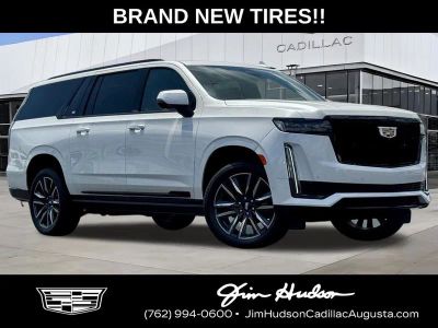 2022 Cadillac Escalade ESV Sport in Crystal White — front three-quarter view