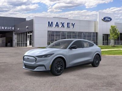 2026 Ford Mustang Mach-E Premium in Glacier Gray Metallic Tri-Coat — front three-quarter view