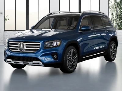 2026 Mercedes-Benz GLB 250 in Starling Blue Metallic — front three-quarter view