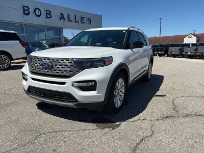 2023 Ford Explorer Limited in Star White Metallic Tri-Coat — front three-quarter view