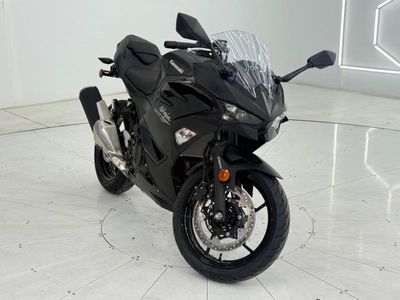 2026 Kawasaki Ninja 500 Metallic Flat Spark Black in Metallic Flat Spark Black/Meta — front three-quarter view