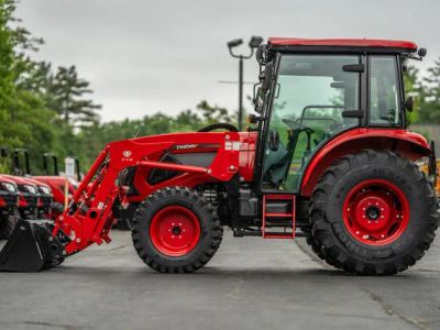 2025 TYM T4058PC Powershuttle 58 HP Tractor with Cab &amp; Quick Attach Loader — front three-quarter view