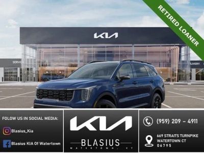 2025 Kia Sorento X-Line EX in Midnight Lake Blue — front three-quarter view