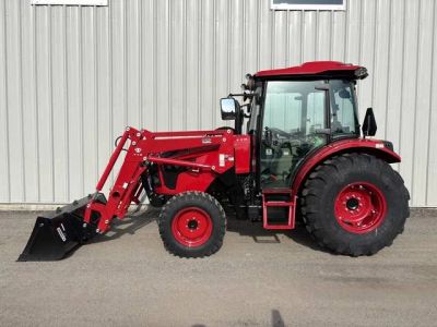 2025 TYM T5068PC PowerShuttle Tractor with Cab &amp; Quick Attach Loader — front three-quarter view
