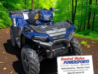 2026 Polaris Sportsman 850 Premium A26SXE85AN in Springfield Blue — front three-quarter view