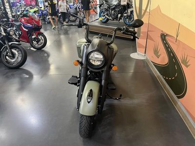 2025 Indian Motorcycle Springfield Dark Horse Moss Green Smoke — side profile view