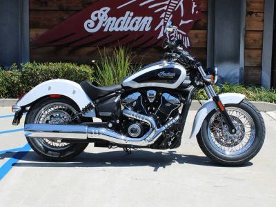 2025 Indian Motorcycle® Scout® Classic Limited +Tech Ghost White Metallic — front three-quarter view