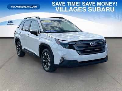 2025 Subaru Forester Premium in White — front three-quarter view