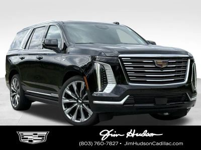 2025 Cadillac Escalade Premium Luxury Platinum in Black Raven — front three-quarter view