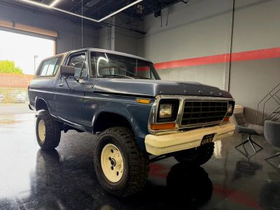 1979 Ford Bronco in Blue — front three-quarter view
