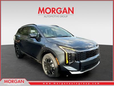 2026 Kia Sportage Hybrid SX-Prestige in Gray — front three-quarter view