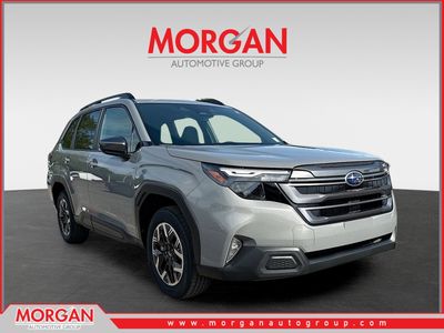 2026 Subaru Forester Premium in River Rock Pearl — front three-quarter view
