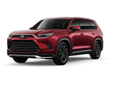 2026 Toyota Grand Highlander Hybrid MAX Platinum in Ruby Flare Pearl 1 — front three-quarter view